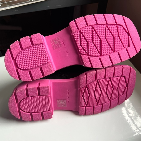 Charles and Keith Iggy Pink Sole Combat Boots Size 39 - Picture 5 of 10